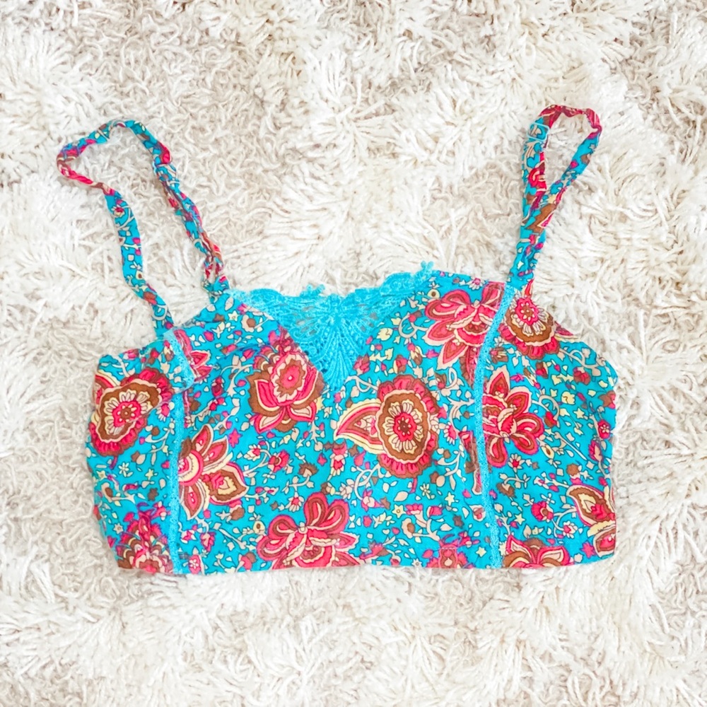 Teal paisley crop top